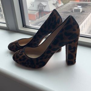 J Crew Collection Leopard Print Calf Hair Heels